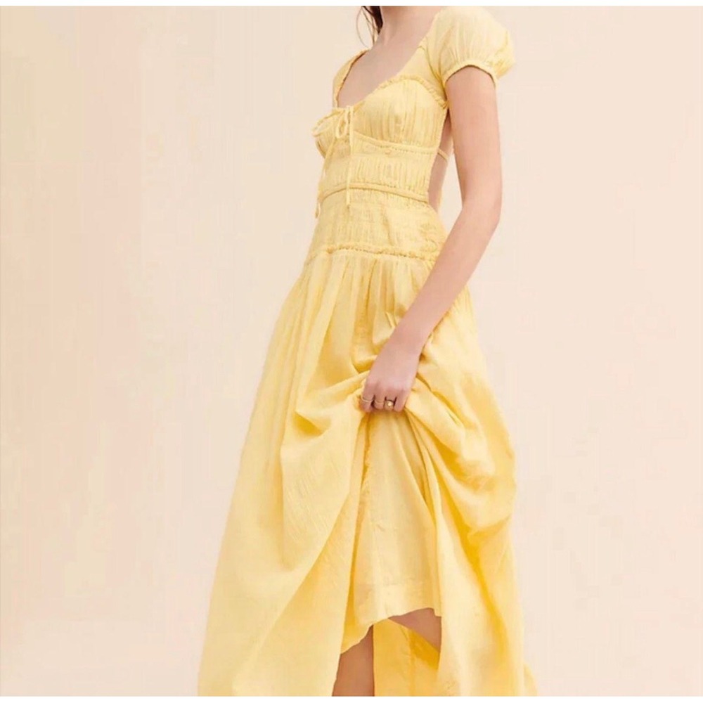 Free People Feeling Bonita Midi Dress M Women Free-est Yellow Cotton Maxi - Picture 3 of 11